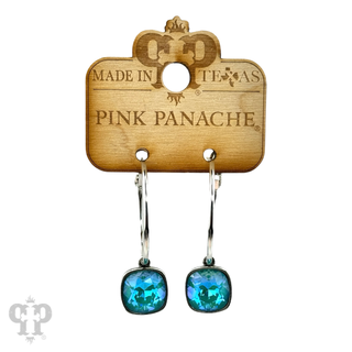 Square Austrian crystal hoop earring, 12mm