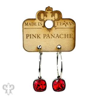 Square Austrian crystal hoop earring, 12mm