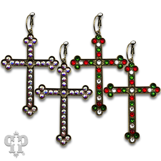 Cross earrings with Christmas crystals from Swarovski®