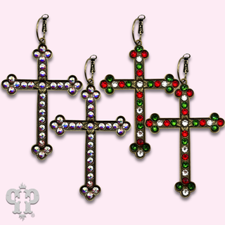 Cross earrings with Christmas crystals from Swarovski®