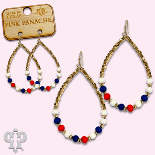 Red, White and Blue teardrop earring