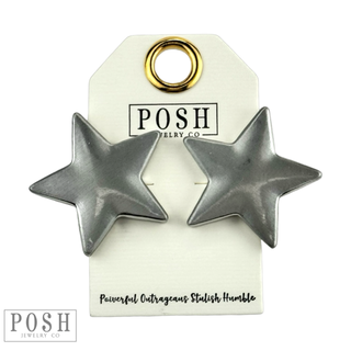 Brushed finish star earring