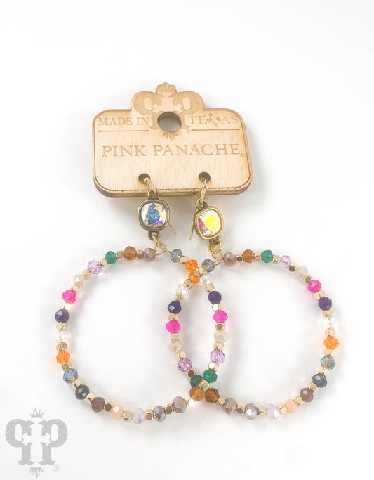 Multi-color bead circle earring, Austrian crystal
