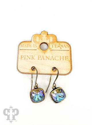 Austrian square crystal hook earring, 12mm