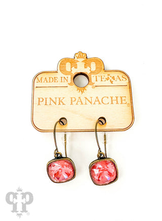 Austrian square crystal hook earring, 12mm