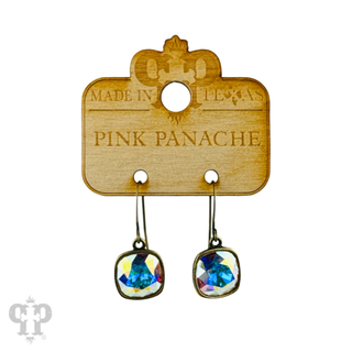 Austrian square crystal hook earring, 12mm
