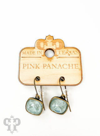 Austrian square crystal hook earring, 12mm