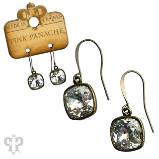 Austrian square crystal hook earring, 12mm