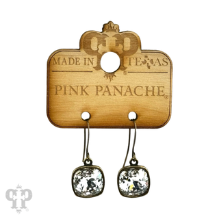 Austrian square crystal hook earring, 12mm