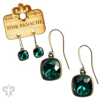 Austrian square crystal hook earring, 12mm