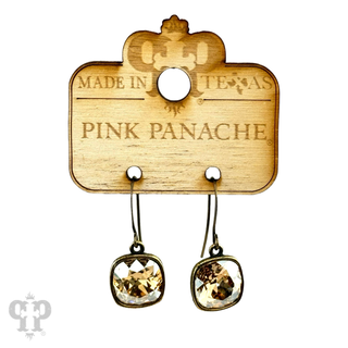Austrian square crystal hook earring, 12mm