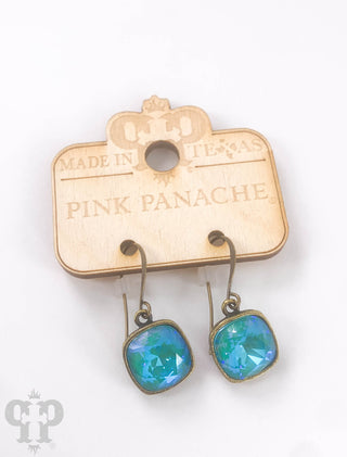Austrian square crystal hook earring, 12mm