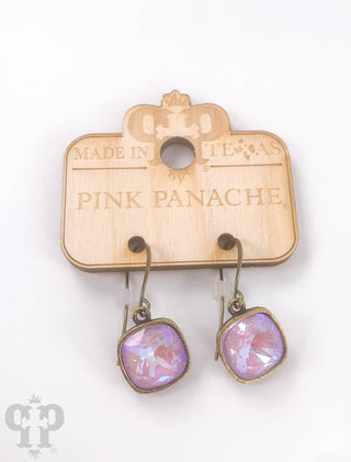 Austrian square crystal hook earring, 12mm