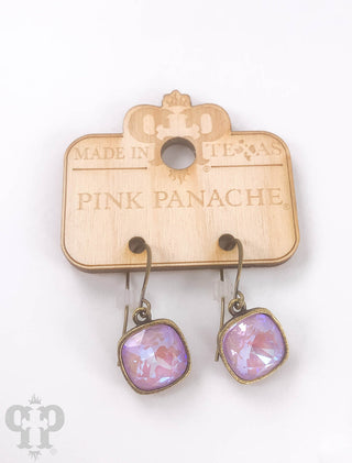 Austrian square crystal hook earring, 12mm