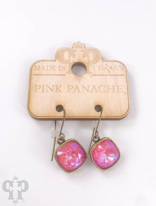 Austrian square crystal hook earring, 12mm