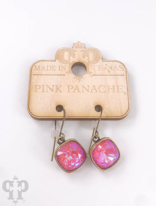 Austrian square crystal hook earring, 12mm