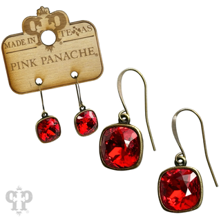 Austrian square crystal hook earring, 12mm
