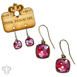Austrian square crystal hook earring, 12mm