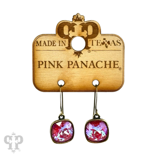 Austrian square crystal hook earring, 12mm