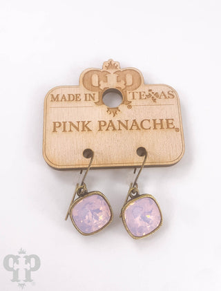 Austrian square crystal hook earring, 12mm