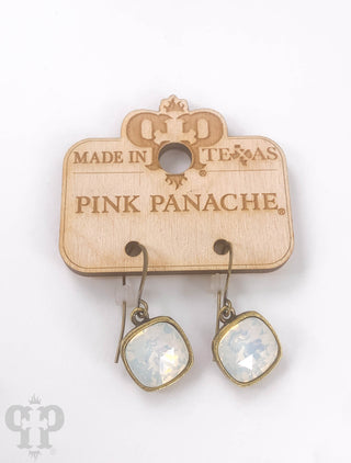Austrian square crystal hook earring, 12mm