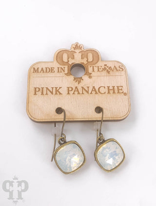 Austrian square crystal hook earring, 12mm