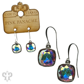 Austrian square crystal hook earring, 12mm