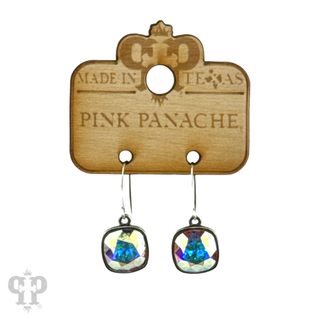 Austrian square crystal hook earring, 12mm