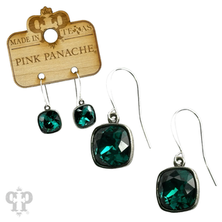 Austrian square crystal hook earring, 12mm