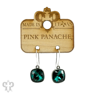 Austrian square crystal hook earring, 12mm