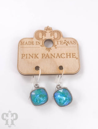 Austrian square crystal hook earring, 12mm
