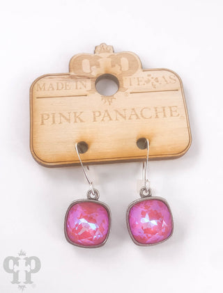 Austrian square crystal hook earring, 12mm