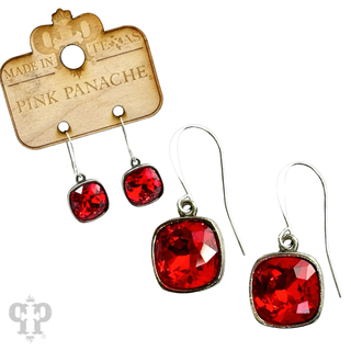 Austrian square crystal hook earring, 12mm