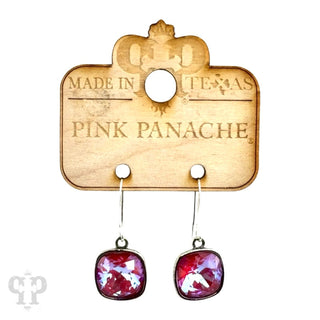 Austrian square crystal hook earring, 12mm