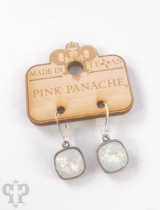 Austrian square crystal hook earring, 12mm