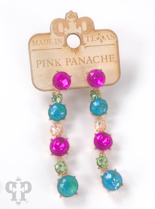 Multi-color rhinestone drop earring