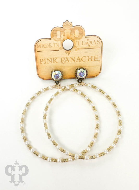 Pearl and beaded circle earring, Austrian crystal