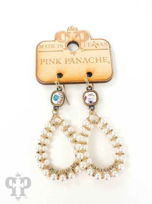 Pearl bead teardrop earring, Austrian crystal