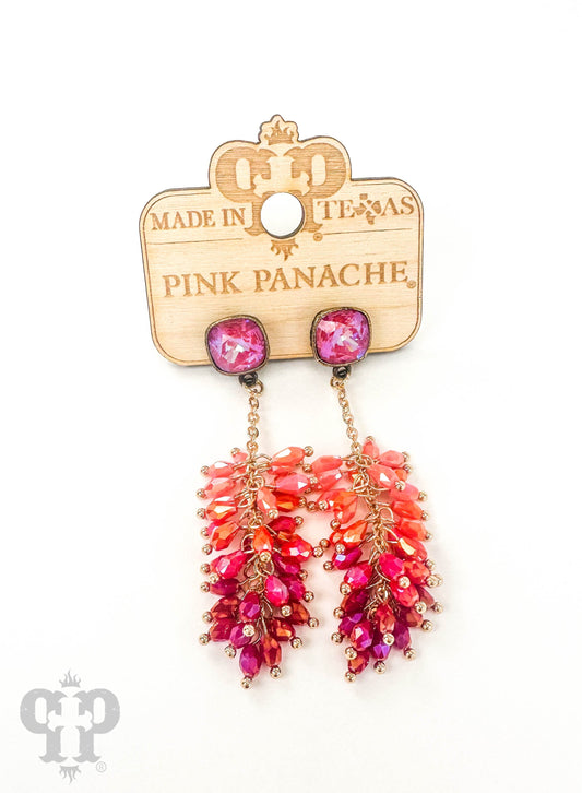 Bead fringe earring, Austrian crystal