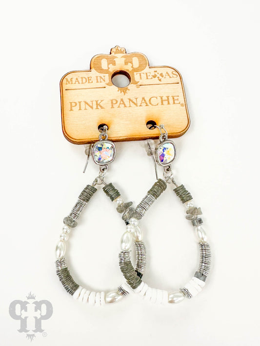 Mixed bead teardrop earring, Austrian crystal