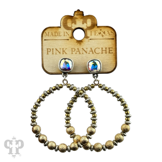 Foil texture bead circle earring