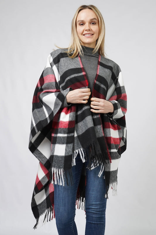 Plaid cape with fringe, last call