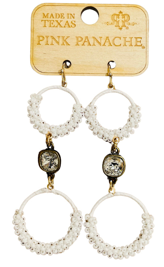 White double circle, Austrian crystal earring, last call