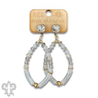 Diamond teardrop bamboo tube bead earring with Austrian crystal, last call