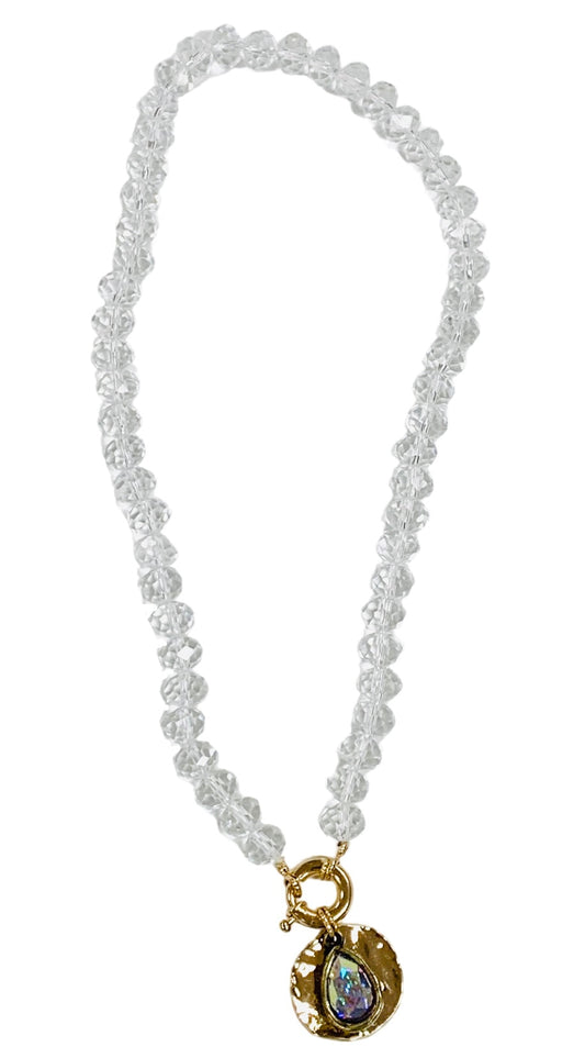 Clear crystal bead necklace, Austrian crystal