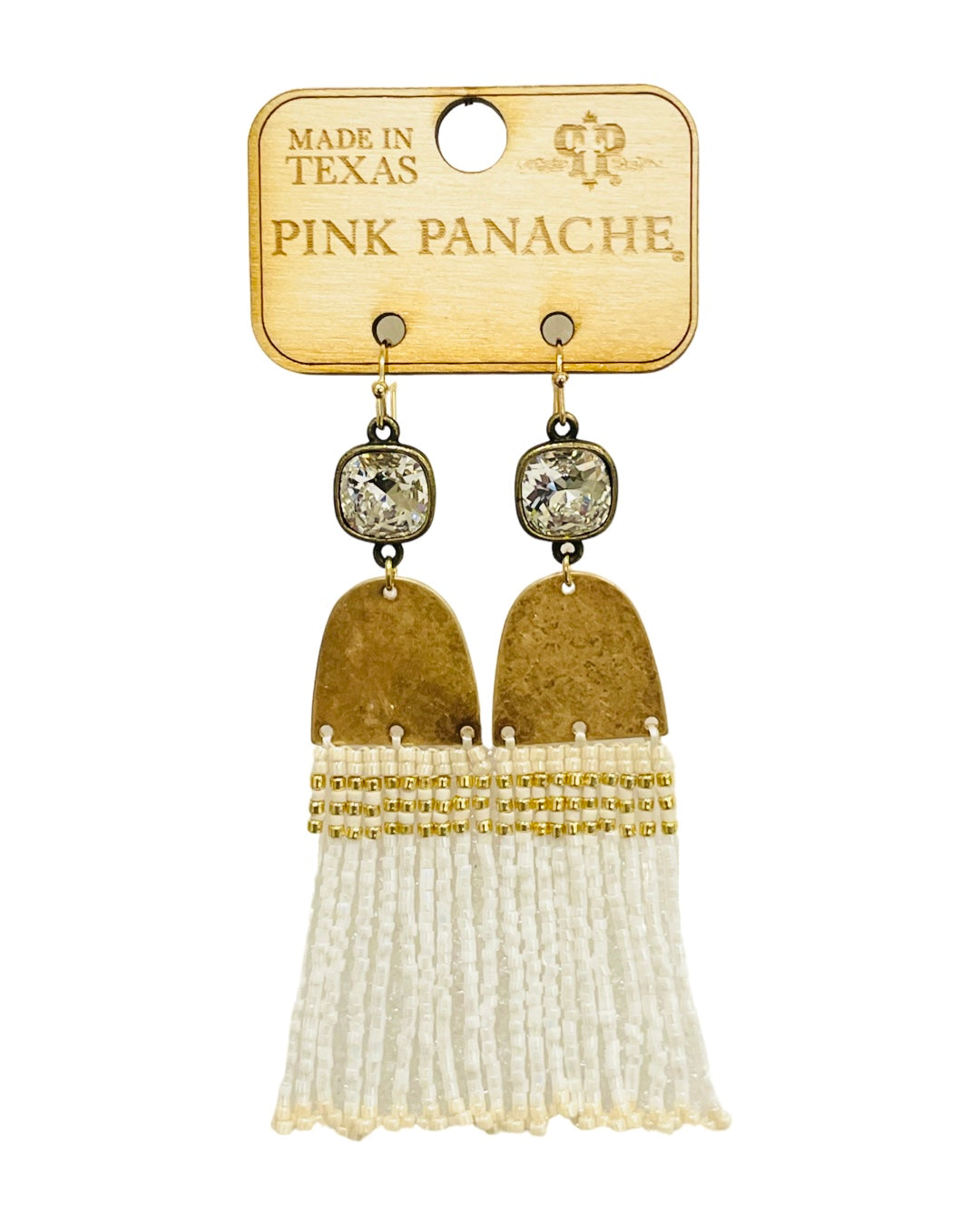 Fringe seed bead earring with Austrian crystal