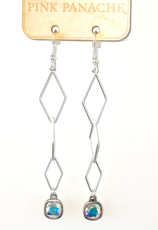 Silver diamond drop earring, Austrian crystal