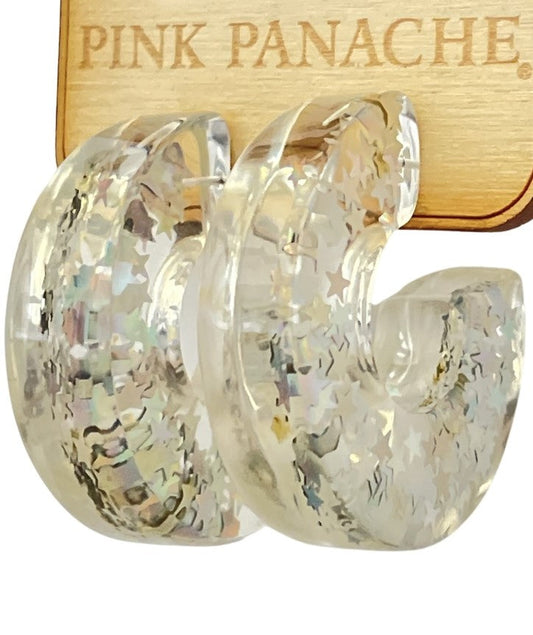 Iridescent star confetti hoop earring, last call