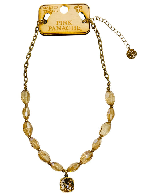 Faceted oval bead necklace with Austrian crystal