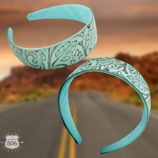 Western print tooled headband
